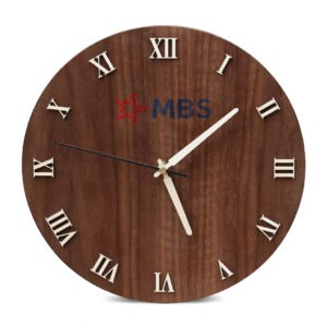 ĐỒNG HỒ BASIC 12 SỐ LA MÃ KHÔNG VIỀN | WALNUT | IN LOGO