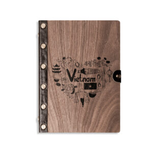 SỔ TAY GỖ WALNUT KẾT HỢP VỚI DA | HƯỚNG VỀ VIỆT NAM
