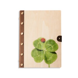 SỔ TAY GỖ MAPLE KẾT HỢP VỚI DA | CỎ BỐN LÁ