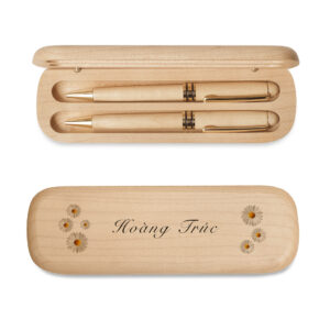 SET HỘP VÀ 2 BÚT GỖ MAPLE | HOA CÚC
