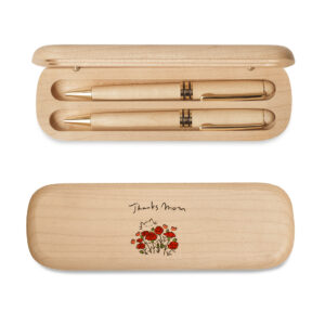 SET HỘP VÀ 2 BÚT GỖ MAPLE | HOA HỒNG
