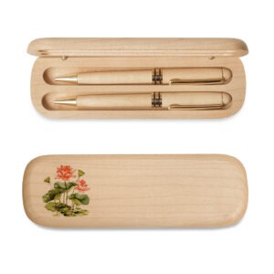SET HỘP VÀ 2 BÚT GỖ MAPLE | HOA SEN